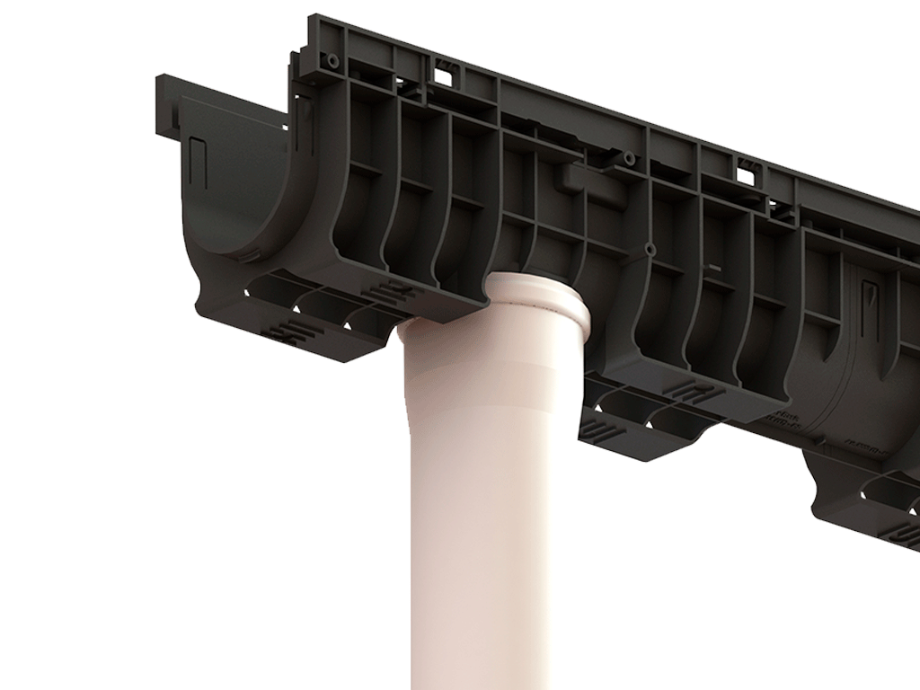 Лоток водоотводный пластиковый BASE DN100 H120 с решеткой чугунной щелевой класс нагрузки C250